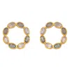 Lavani Jewels Women's Grey / Gold / White White & Grey Circular Karma Earrings In Gold