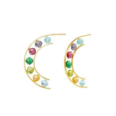Lavani Jewels Women's Multicolor & Gold Plated Manhattan Hoops