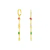 Lavani Jewels Women's Multicolored & Gold Plated Mystere Hoop Earrings With Pendant In Gold