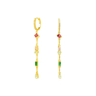 Lavani Jewels Women's Multicolored & Gold Plated Mystere Hoop Earrings With Pendant