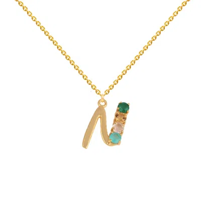 Lavani Jewels Women's Multicolored Initial N Necklace In Gold
