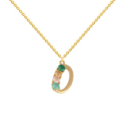 Lavani Jewels Women's Multicolored Initial O Necklace In Yellow