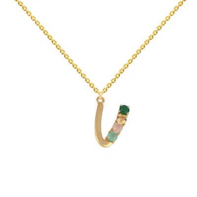 LAVANI JEWELS WOMEN'S MULTICOLORED INITIAL U NECKLACE