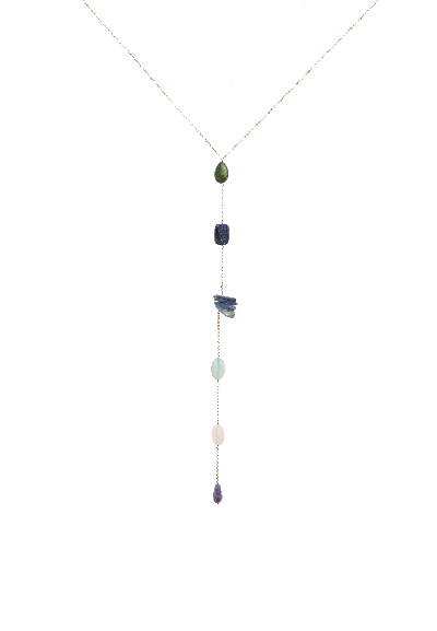 Lavani Jewels Women's Multicolored Stone Necklace Nausis In Black