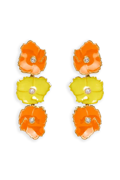 Lavani Jewels Women's Orange And Yellow Prunus Earrings