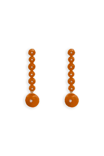 Lavani Jewels Women's Orange Hibiscus Earrings In Brown