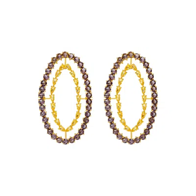 Lavani Jewels Women's Orange / Yellow / Gold Yellow And Violet Rivoli Earrings