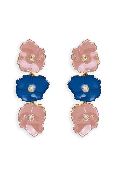 Lavani Jewels Women's Pink And Blue Prunus Earrings