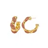 Lavani Jewels Women's Pink / Gold Fuchsia & Gold Plated Paramount Hoops In Multi