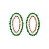 Lavani Jewels Women's Pink / Gold / Green Fuchsia And Green Rivoli Earrings In Metallic
