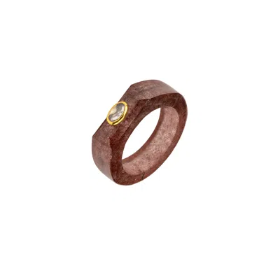 Lavani Jewels Women's Pink / Gold Pink & Gold Plated Mulberry Strawberry Quartz Ring Small Size In Multi