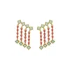 Lavani Jewels Women's Pink / Green / Blue Aquamarine & Rose Climbing Earrings In Multi