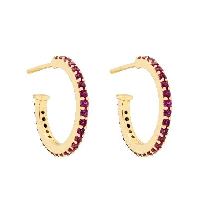 Lavani Jewels Women's Pink / Purple Eclectic Shine Big Fuchsia Hoops In Gold