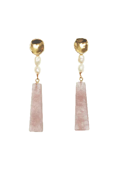 Lavani Jewels Women's Pink / Purple Melina Rose Quartz Earrings In Multi