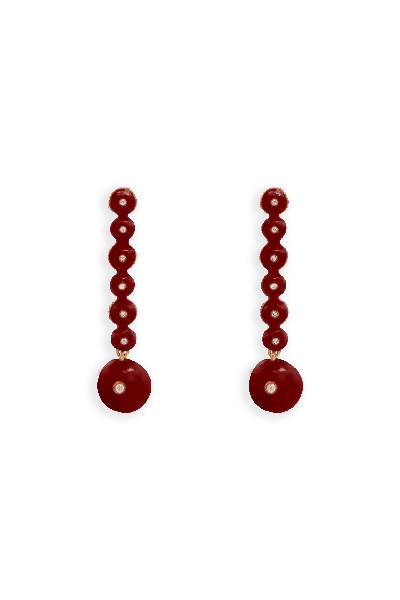 Lavani Jewels Women's Red Maroon Hibiscus Earrings In Burgundy