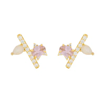Lavani Jewels Women's Rose Gold Pink Goldplated Shera Earrings