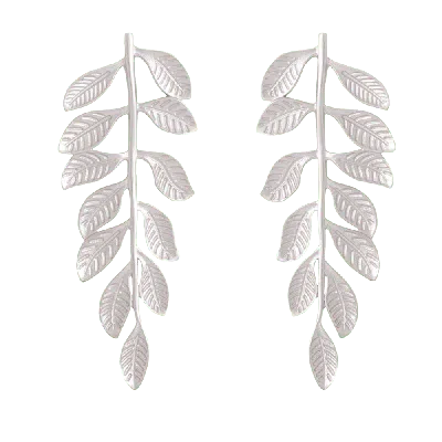 Lavani Jewels Women's Silver Leaf Veli Earrings