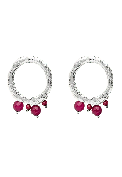 Lavani Jewels Women's Silver / Pink Adara Fuchsia Silver Earrings In Multi