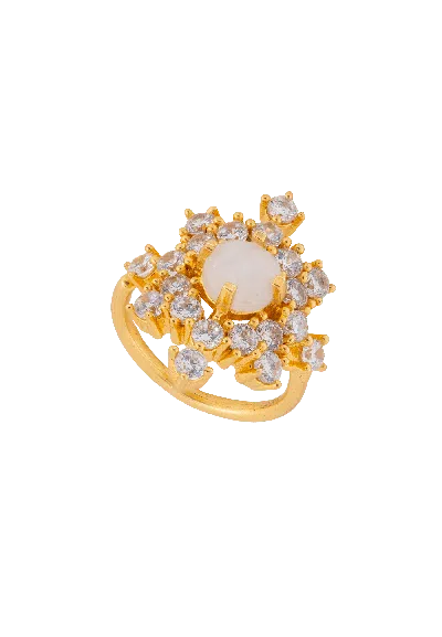 Lavani Jewels Women's White Altaira Moonstone Ring In Gold