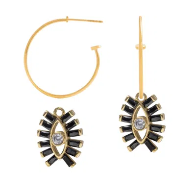 Lavani Jewels Women's White / Black / Gold Eclectic Big Drop The Sacred Hoops