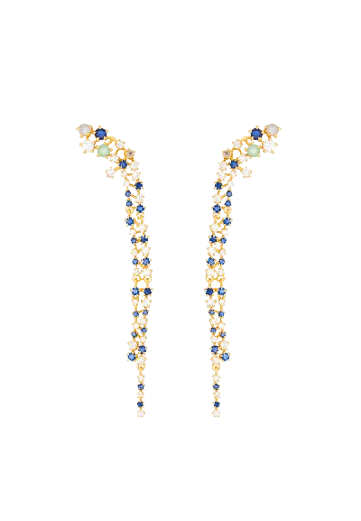 Lavani Jewels Women's White / Blue / Gold Stellaria Earrings