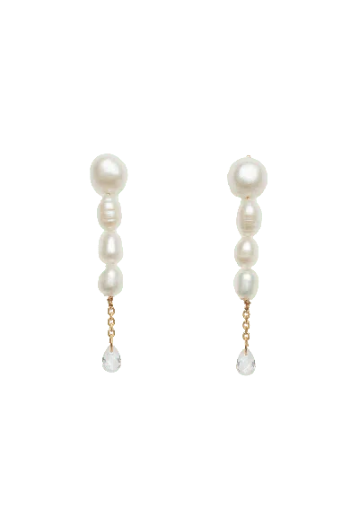 Lavani Jewels Women's White Brisa Mini Pearls Earrings In Metallic