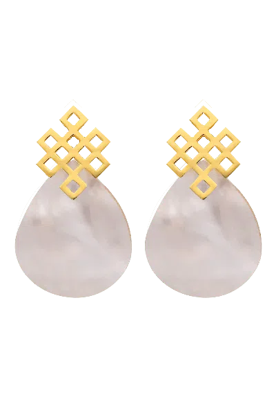 Lavani Jewels Women's White Endless Knot Mother Of Pearl Earrings