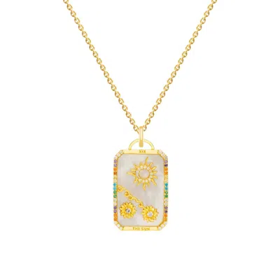 Lavani Jewels Women's White / Gold Goldplated "the Sun" Tarot Card Necklace