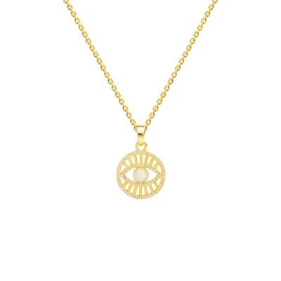 Lavani Jewels Women's White / Gold Goldplated The Third Eye Necklace