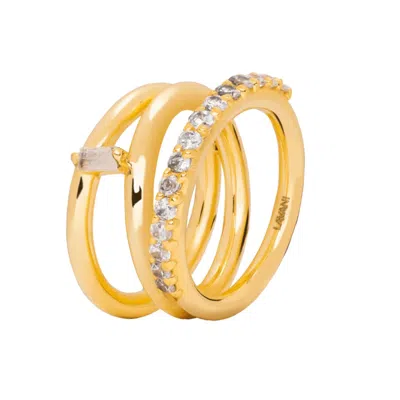 Lavani Jewels Women's White / Gold Goldplated White Idol Ring