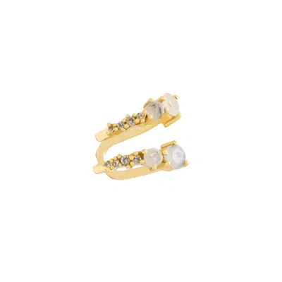 Lavani Jewels Women's White / Gold White Goldplated Eclair Ear Cuff