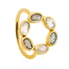 Lavani Jewels Women's White / Grey / Gold White & Grey Circular Karma Ring In Gold