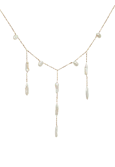 Lavani Jewels Women's White Iris Pearl Necklace In Gold