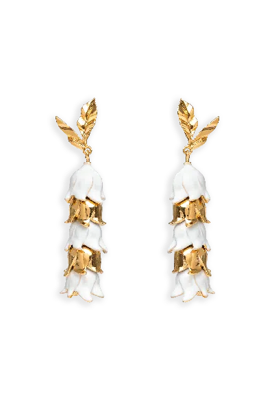 Lavani Jewels Women's White Lirium Earrings In Gold