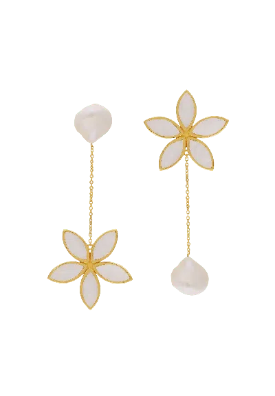 Lavani Jewels Women's White Lotus Earrings In Gold