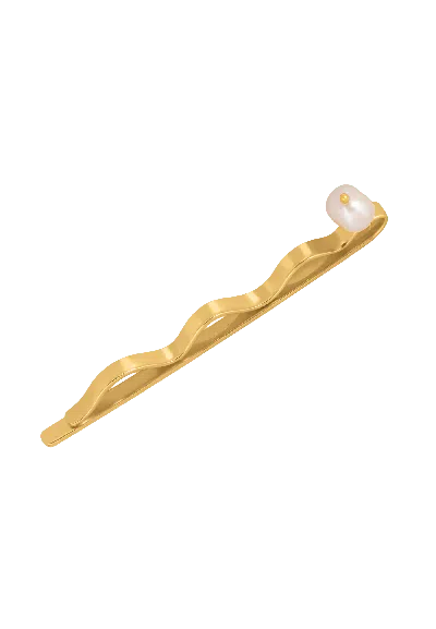 Lavani Jewels Women's White Lyra Pearl Hairpin In Gold