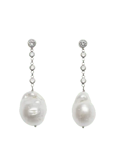 Lavani Jewels Women's White / Silver Celine Baroque Pearl Silver Earrings In Multi
