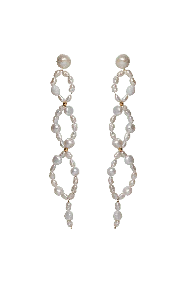 Lavani Jewels Women's White Spiral Hikari Pearl Earrings