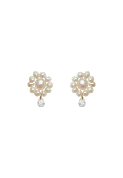 Lavani Jewels Women's White Uma Flower Earrings In Gold