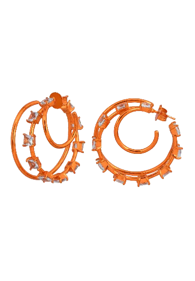 Lavani Jewels Women's Yellow / Orange Motoko Orange Triple Hoops