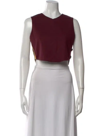 Pre-owned Laveer Silk V-neck Crop Top In Black