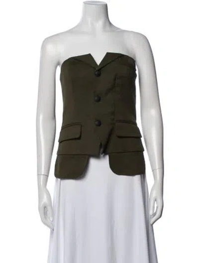 Pre-owned Laveer Sleeveless Button-up Top In Green