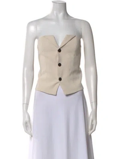 Pre-owned Laveer V-neck Sleeveless Button-up Top W/ Tags In Neutral