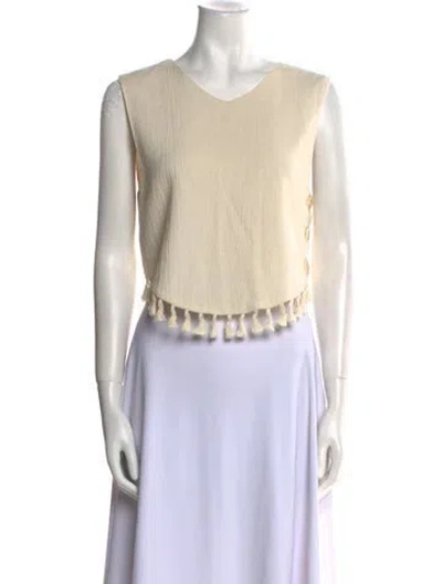 Pre-owned Laveer V-neck Sleeveless Crop Top In Neutral