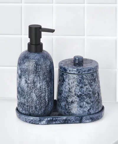 Lavender And Sage Blue Speckled Stoneware 3-pc. Bathroom Accessory Set