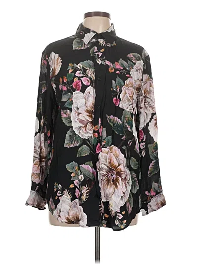 Pre-owned Lavender Brown 3/4 Sleeve Blouse In Black