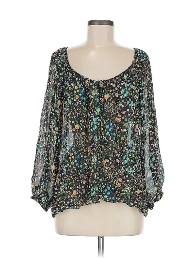 Pre-owned Lavender Brown 3/4 Sleeve Blouse In Black