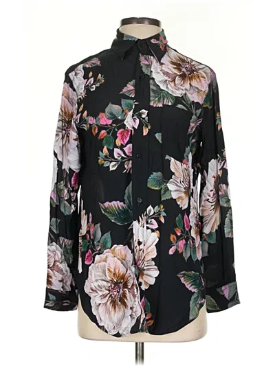Pre-owned Lavender Brown 3/4 Sleeve Blouse In Black