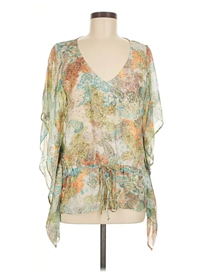 Pre-owned Lavender Brown 3/4 Sleeve Blouse In Green