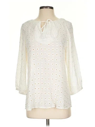 Pre-owned Lavender Brown 3/4 Sleeve Blouse In Ivory